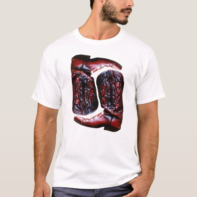 Cowboy Boots Land Yin & Yang Balance Symbol T Shirt (Framsida)
