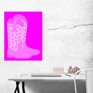 Cowboy Boots med Stars Rosa Poster