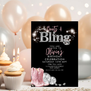 Cowboy Boots och Bling Party Inbjudningar