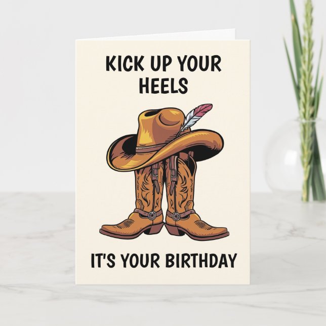 Cowboy Boots och Hat Birthday Kort (Framsida)