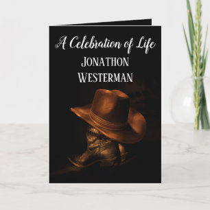 Cowboy Boots och Hat Firande of Life Kort