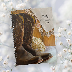 Cowboy Boots och Snöre Land Barn Bröllop Anteckningsbok Med Spiral
