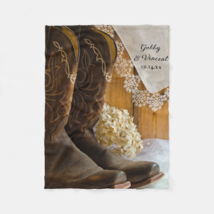 Cowboy Boots och Snöre Land Barn Bröllop Fleecefilt