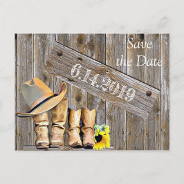 Cowboy Boots och Sunblommor Spara DateWedding Vykort