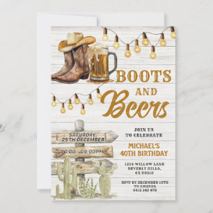 Cowboy Boots & Öl Vuxen, vilken ålder som helst, f Inbjudningar