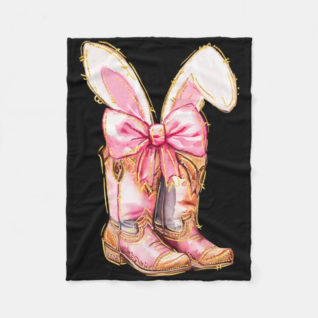 Cowboy Boots Påskhare Howdy Coquette Fleecefilt (Framsidan)
