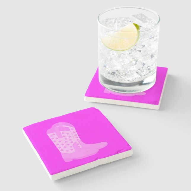 Cowboy Boots Rosa Stars Stenunderlägg (Sidan)