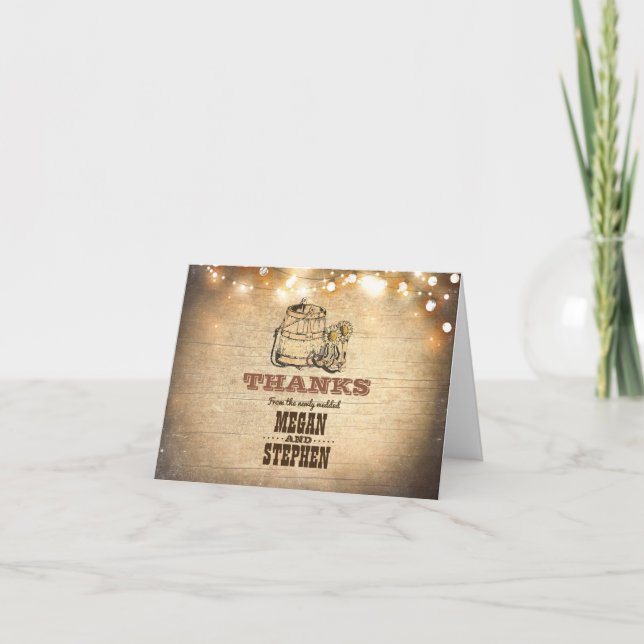 Cowboy Boots Rustic Country Bröllop Tack Kort (Framsida)