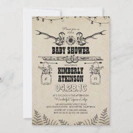 Cowboy Boots Rustic Land Baby Shower Inbjudningar