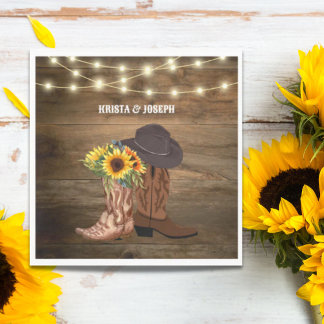 Cowboy Boots Solros Western Wedding Favor Pappersservett