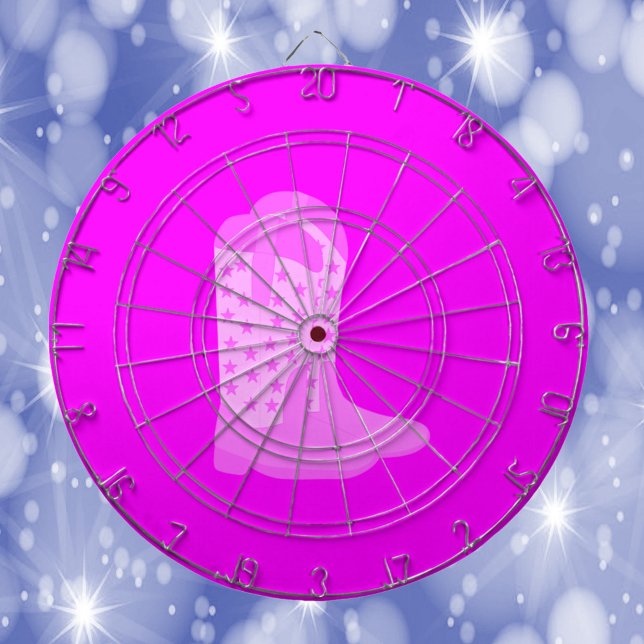 Cowboy Boots Stars Rosa Background Darttavla (A dartboard featuring a pink pair of cowboy boots with stars.)