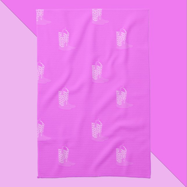 Cowboy Boots Stars Rosa Mönster Kökshandduk (A kitchen towel with a pattern of pink cowboy boots)