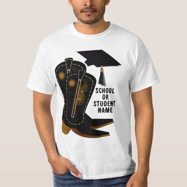 Cowboy Boots Studenten T Shirt (Framsida)