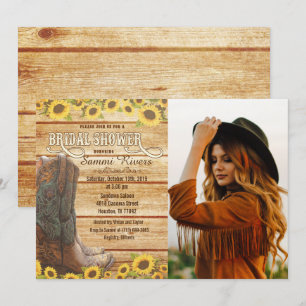 Cowboy Boots Sunflower Bröllopsfest Inbjudan