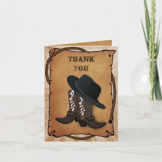 cowboy boots västlig tema Tack Kort (Framsida)