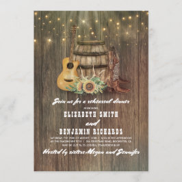 Cowboy Boots Vin Barrel Land Rehearsal Dinner Inbjudningar