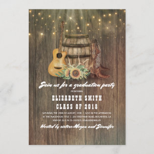 Cowboy Boots Vin Barrel Land Studentfest Inbjudningar