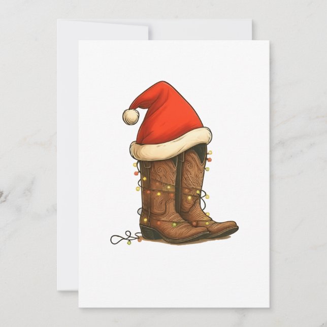 Cowboy Boots Westerna jultomten Hat Spara Datumet (Framsida)