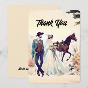 Cowboy, Bride & Horse Tack Bröllop Kort