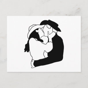 Cowboy Bröllop Kiss Vykort