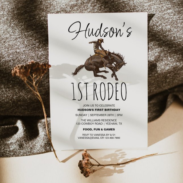 Cowboy Brown Watercolor 1st Rodeo 1st Birthday Inbjudningar (Skapare uppladdad)