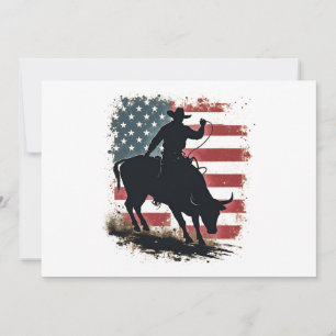 Cowboy Bull Rider Patriotic American Flagga Cowboy Inbjudningar