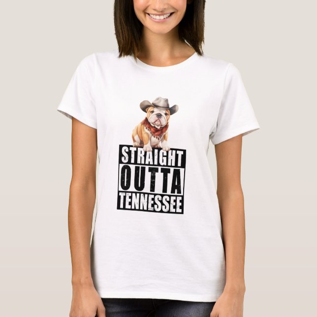 Cowboy Bulldog Rak Outta Tennessee T Shirt (Framsida)