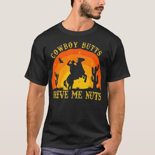 Cowboy Butts driver mig Nöt Retro Sexy Cowboys T Shirt (Framsida)