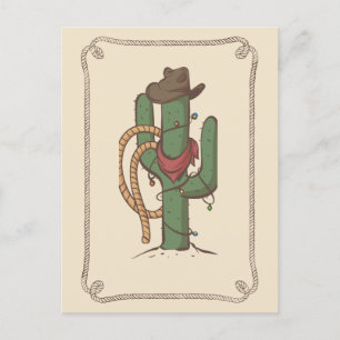 Cowboy Cactus Illustration Vykort