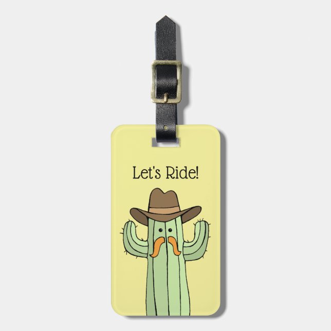 Cowboy Cactus Låt oss Ride Luggage Tag Bagagebricka (Vertikal Framsida)