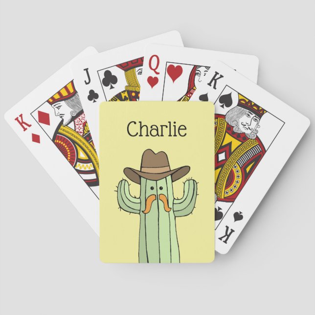 Cowboy Cactus Personlig Spelkort (Baksidan)