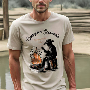 Cowboy Campfire Harmony - Nostalgic Guitar Spelar T Shirt