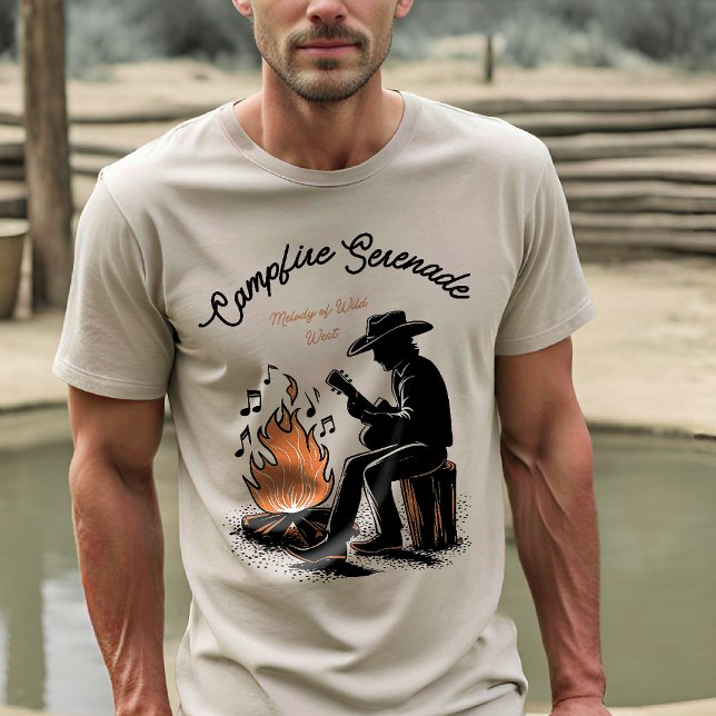 Cowboy Campfire Harmony - Nostalgic Guitar Spelar T Shirt (Skapare uppladdad)