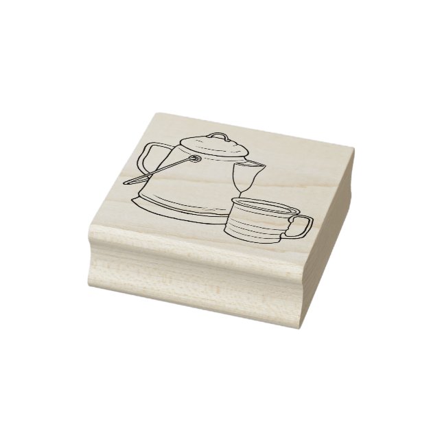 Cowboy Camping Coffee Pot och Tin Kopp Stämpel (Stämpel)