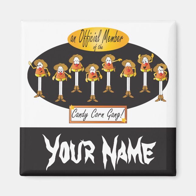 Cowboy Candy corn Gang | Halloween Magnet (Framsidan)