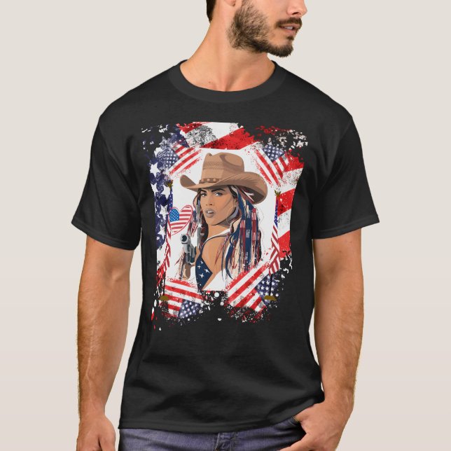 Cowboy Carter Profile Pic American Flagga T Shirt (Framsida)