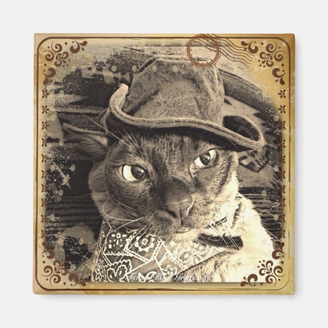 Cowboy Cat 3 Magnet (Framsidan)