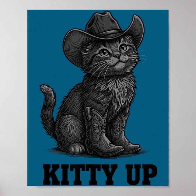 Cowboy Cat Kitty Up Vintage Western Cat  Poster (Framsidan)