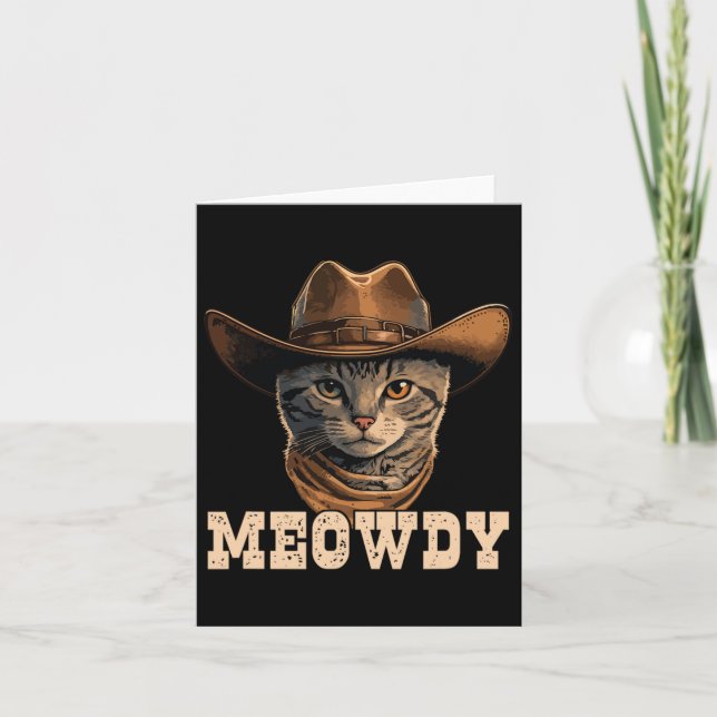 Cowboy Cat Meowdy 1 Kort (Framsida)