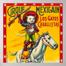 Cowboy Cat Mexican Circus Vintage affisch Art