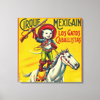Cowboy Cat Mexican Circus Vintage affisch Art Canvastryck