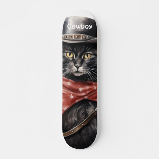 Cowboy Cat Mini Skateboard Bräda 18,5 Cm (Framsida)