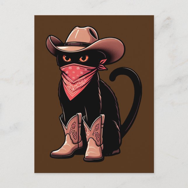 Cowboy Cat Vykort (Framsida)