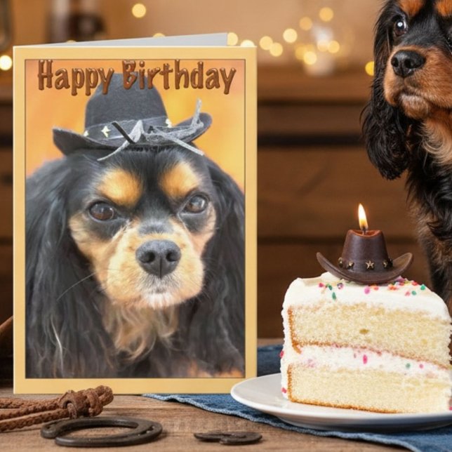 Cowboy Cavalier King Charles Spaniel Födelsedag Kort (Skapare uppladdad)