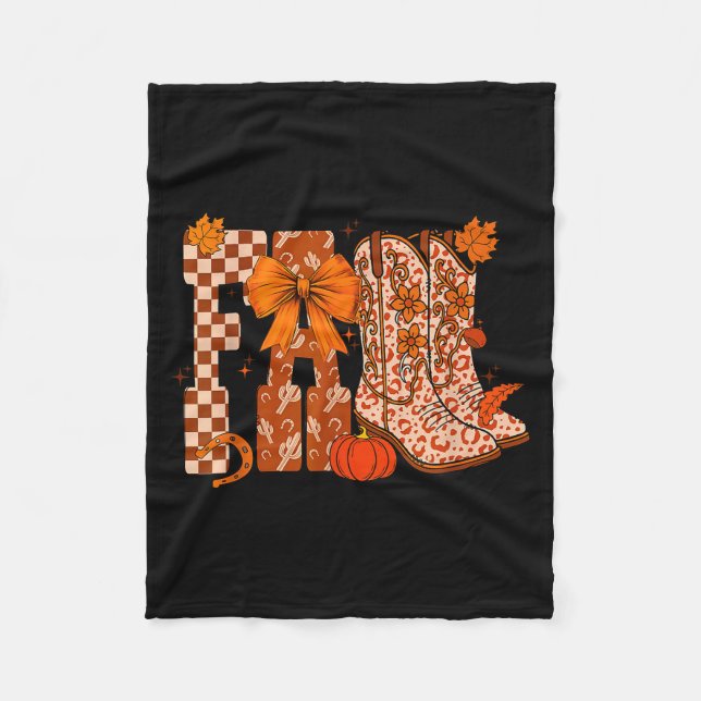 Cowboy Checkered Fall,fall Pumpkin,boots Cow Funny Fleecefilt (Framsidan)