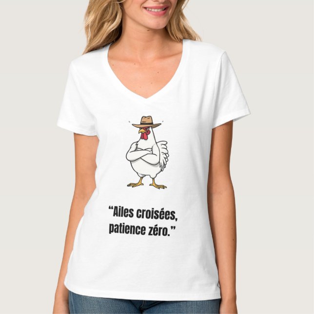Cowboy Chicken Attitude – Funny Cartoon Tee (Framsida)