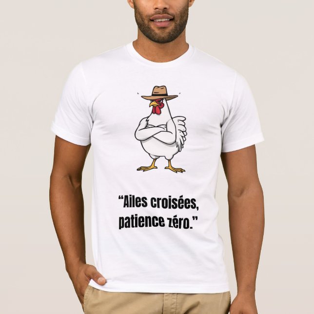 Cowboy Chicken Attitude – Funny Cartoon Tee (Framsida)