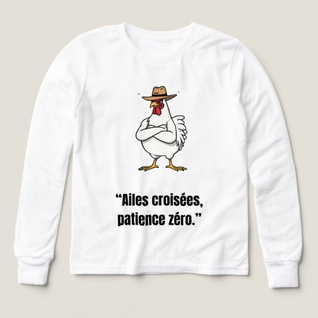 Cowboy Chicken Attitude – Funny Cartoon Tee (Design framsida)