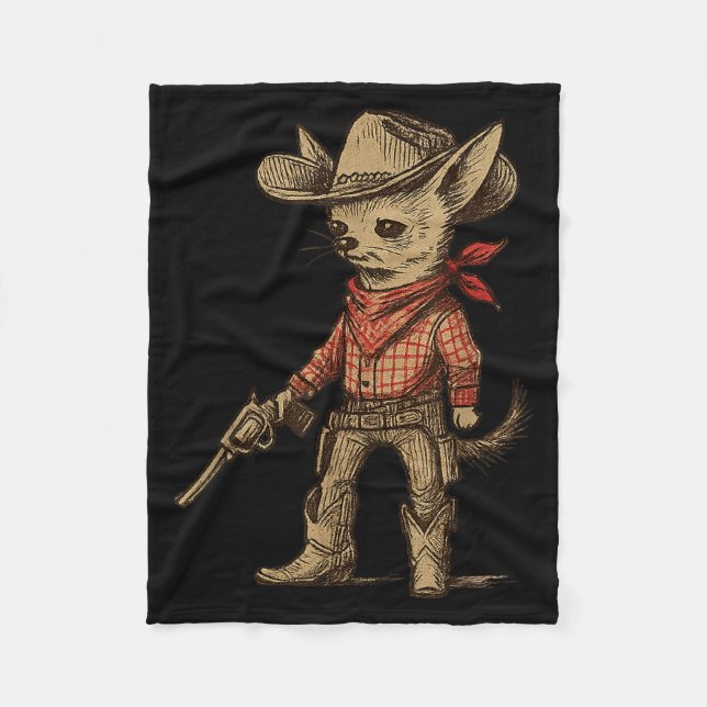 Cowboy Chihuahua Funny Western Cowboy Dog Lover  Fleecefilt (Framsidan)
