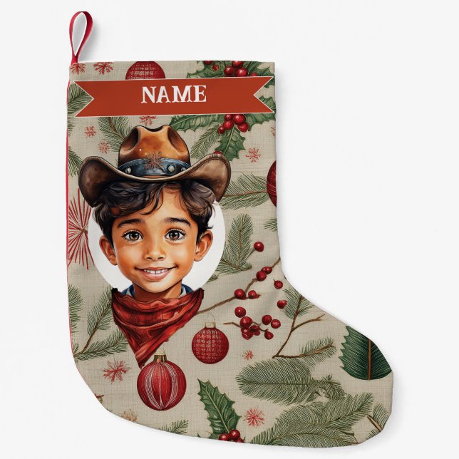 Cowboy Christmas Stocking Liten Julstrumpa (Framsidan)